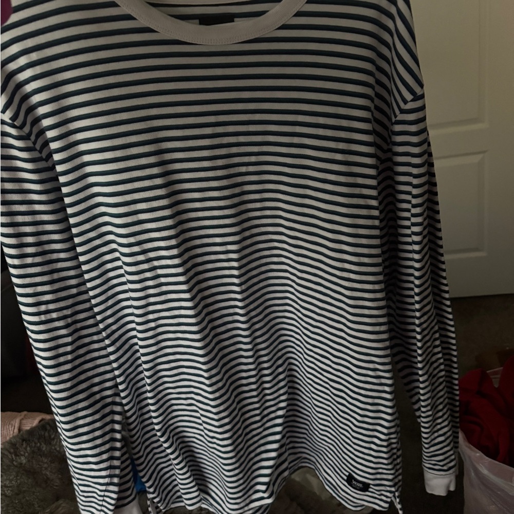 Vans Black and White Striped Long Sleeve Tee